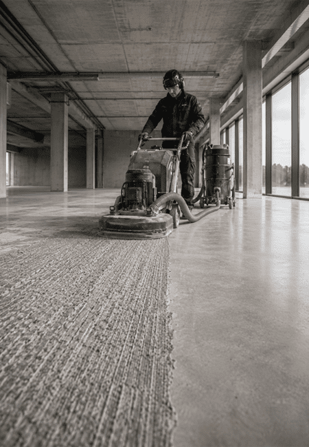 Beton schaven met professionele vloerbewerkingsmachine