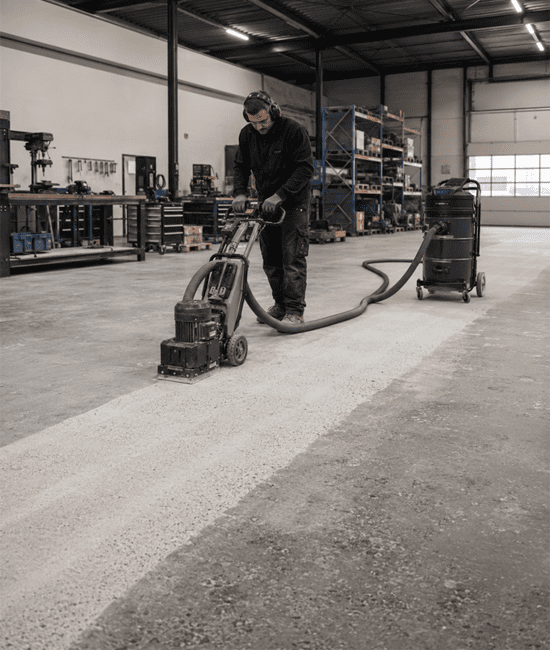 Beton schaven in bedrijfshal of werkplaats