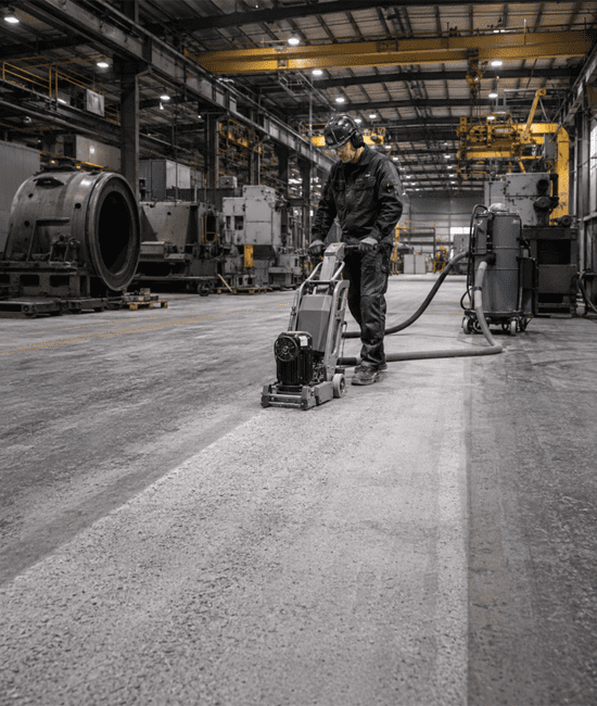 Beton schaven in bedrijfshal of werkplaats